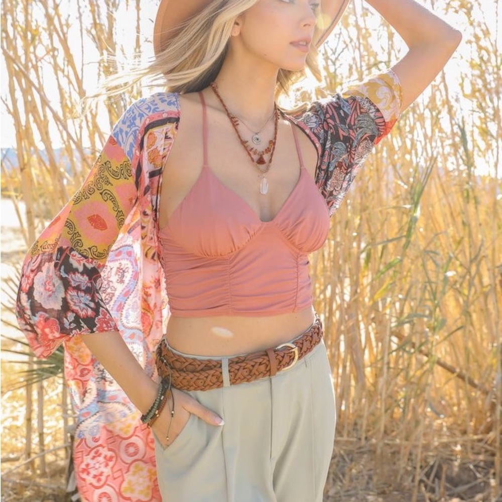 INDIE PRINTED KIMONO DUSTER COVER UP - Picture 10 of 10